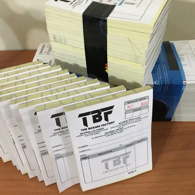 Blocks de notas de venta foliadas y engomados