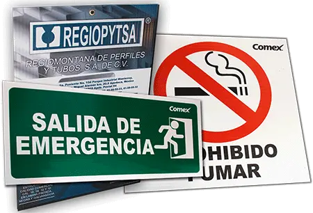 Señalamientos de salida de emergencia y prohibido fumar